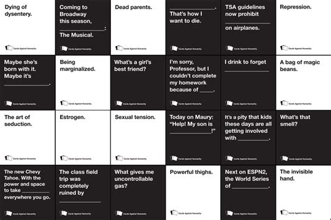 all Cards Against Humanity list